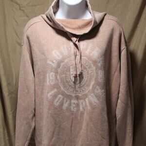 PINK Victoria's Secret XS Cowl-neck Lite Brown Sweatshirt Everyday Lounge - NWT